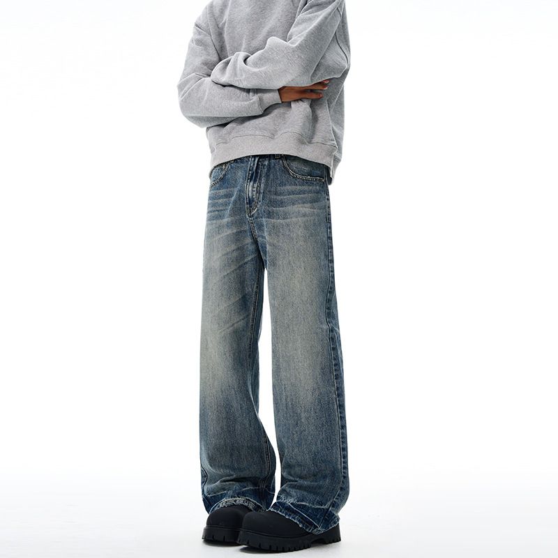 Vintage Washed Jeans – Cleanfit Staple With Subtle Flare & Whiskering (Men’s & Women’s, Mid-Rise, Non-Stretch, 86% Cotton, Classic Blue)_mkmklike.com