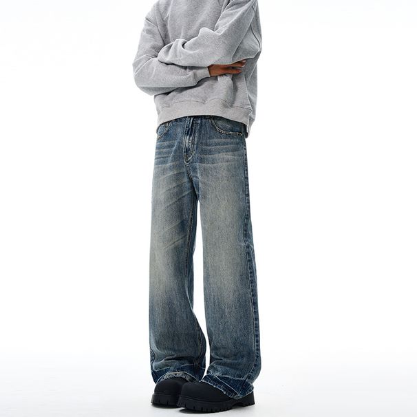 Vintage Washed Jeans – Cleanfit Staple With Subtle Flare & Whiskering (Men’s & Women’s, Mid-Rise, Non-Stretch, 86% Cotton, Classic Blue)_mkmklike.com