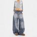 Women's Vintage Washed Distressed Jeans – Relaxed Straight Leg Wide Fit, 90s Retro Style, Mid-Rise Comfort (S-3xl, Classic Blue, Unisex Appeal)_mkmklike.com