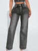 Women's Straight-Leg Jeans With Rhinestone Embellishments – Classic Denim Pants (Comfort Fit, Stretch Fabric, Everyday Chic Style)_mkmklike.com