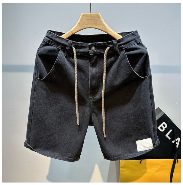 Men's Clothing Men's Summer High Waist Loose Fit Jeans Non Stretch Mid Rise Trendy Five Point Shorts Style Washed High Street Trend_mkmklike.com