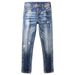 Distressed Embroidered Slim Fit Men's Jeans - Vintage Washed Denim Pants With Handmade Rips Tching, Straight Leg Comfort Stretch For Casual Wear_mkmklike.com