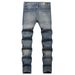 Spot Men's Retro Slim Fit Stretch Jeans Trendy Straight Leg Trousers Versatile Classic Style_mkmklike.com