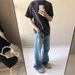 Men's Clothing Vintage Washed Blue Jeans For Men - 90s Relaxed Fit With Slight Flare & Distressed Details (Clean Fit Aesthetic)_mkmklike.com