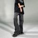 Nordmann Black Gray Jeans Men High Street Vintage Trend Hip Hop Floor Length BF American Style Straight Loose Casual Pants_mkmklike.com