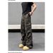 Vintage American Style Multi-Pocket Wide Leg Washed Camo Cargo Pants For Men & Women - Loose Fit Straight Leg Casual Jeans_mkmklike.com
