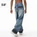 EF JEANS | 2024 New Product, Korean Version Of Retro Washed Blue Niche Design Graffiti White Dot Straight Jeans_mkmklike.com