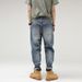 Men's Clothing Retro Street Trend Large Size Jeans For Men, Loose Slimming Straight Casual Distressed Jeans_mkmklike.com