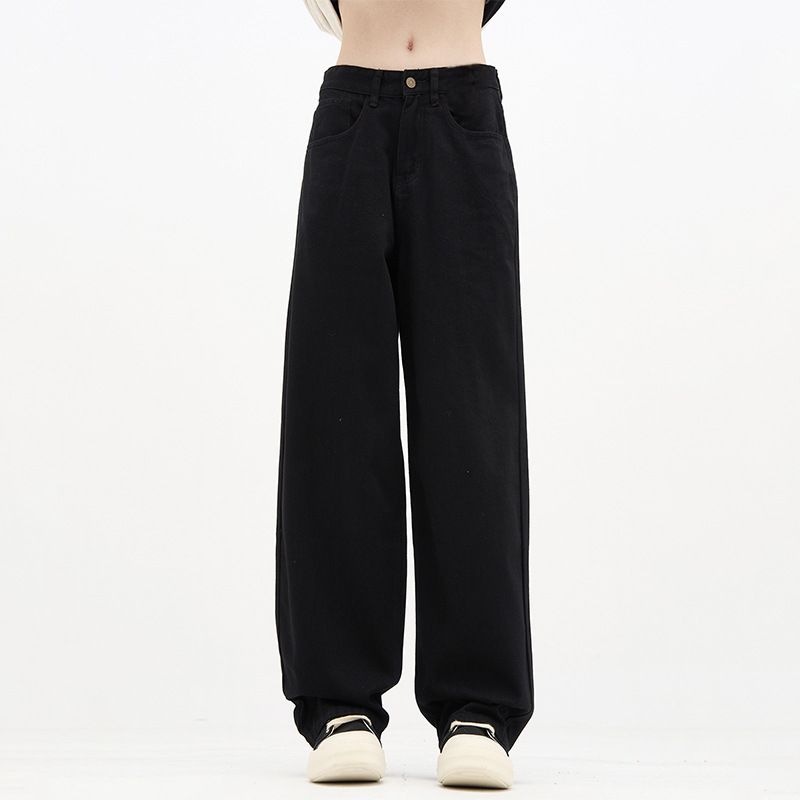 Nordmann Black Jeans Men 2025 New Loose Floor-Length Wide-Leg Pants American High Street Retro Cool Straight-Leg Trousers_mkmklike.com