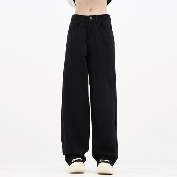 Nordmann Black Jeans Men 2025 New Loose Floor-Length Wide-Leg Pants American High Street Retro Cool Straight-Leg Trousers_mkmklike.com