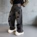 Men’s Distressed Black Jeans – Loose Fit Straight Leg With Faux Rips For Urban Street Style_mkmklike.com