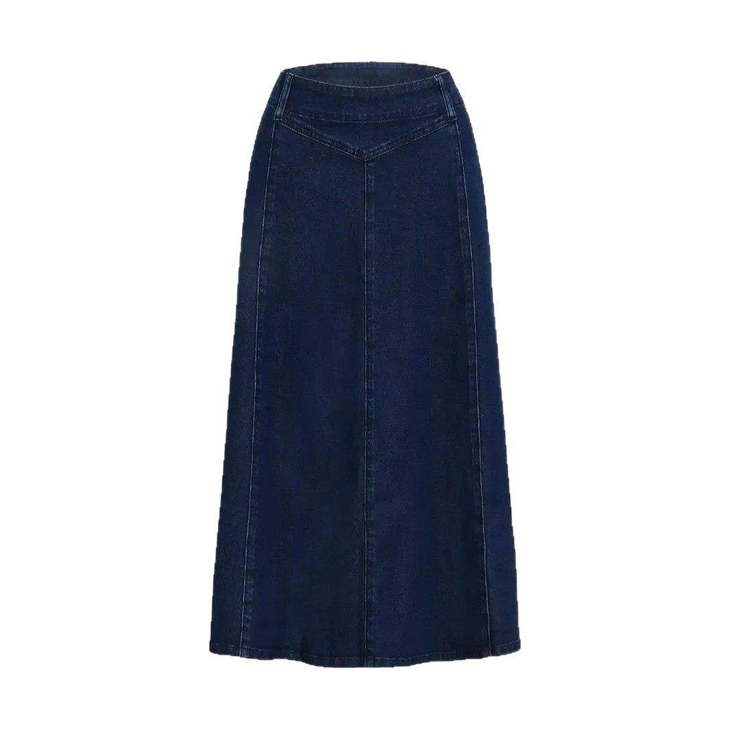 K Fashionable Mid Length Denim Skirt A-line Skirt_mkmklike.com
