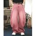 Retro Baggy Men's Jeans With Rhinestone Details, Oversized Loose Fit Denim Pants For Streetwear & Hip-Hop Style, Comfortable Cotton Blend Trousers_mkmklike.com
