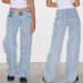 Women's Clothing Low Waist Straight Pants Washed Light Blue Denim Trousers_mkmklike.com