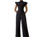 Women's stand-up collar ruffled wide-leg pants drape trousers women sleeveless jumpsuit casual pants pants women summer_mkmklike.com