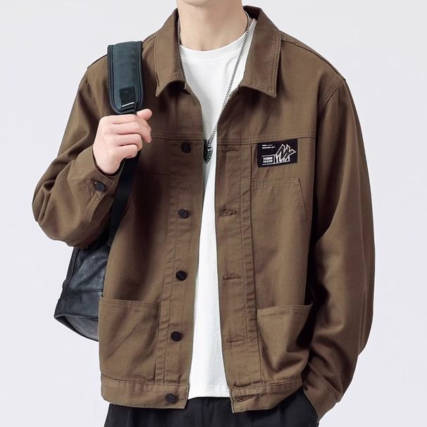 Loom Italian Denim Men 2025 New Spring Autumn Men's Workwear Turn-down Collar Jacket Casual Top_mkmklike.com