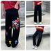 Men's Streetwear Cross Embroidery Denim Jeans - Relaxed Straight Leg Boyfriend Pants For Couples Street Style_mkmklike.com