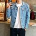Loom Spring Autumn European And American New Turn-Down Collar Long Sleeve Men's Korean Version Loose Casual Jacket Denim_mkmklike.com