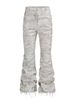 Unisex Distressed White Flared Jeans High Street Style Loose Fit Slimming Straight Leg Floor Length_mkmklike.com