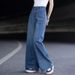 Blue Vintage High-waisted Wide-leg Jeans Women, New Spring And Autumn Style, Slimming Pants For Pear-shaped Body,_mkmklike.com