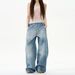 Baggy Ladies Wide Leg Trousers Fashion Low Rise Long Pants Vintage Straight Leg Trousers With Pockets Womens' Casual Pants_mkmklike.com