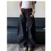 Unisex Trendy Wide Leg Loose Trousers Cross Border American Retro Button Design Bootcut Black Curved Blade Jeans_mkmklike.com