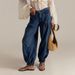Women's Casual Loose Fitting Jeans Mid Waisted Straight Leg Tapered Long Pants Style Washed Cross Border_mkmklike.com
