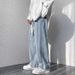 Men's High Street Loose Fit Jeans – Vintage Washed Denim Pants With Straight Leg & Adjustable Drawstring (S-5XL, Grey/Blue)_mkmklike.com