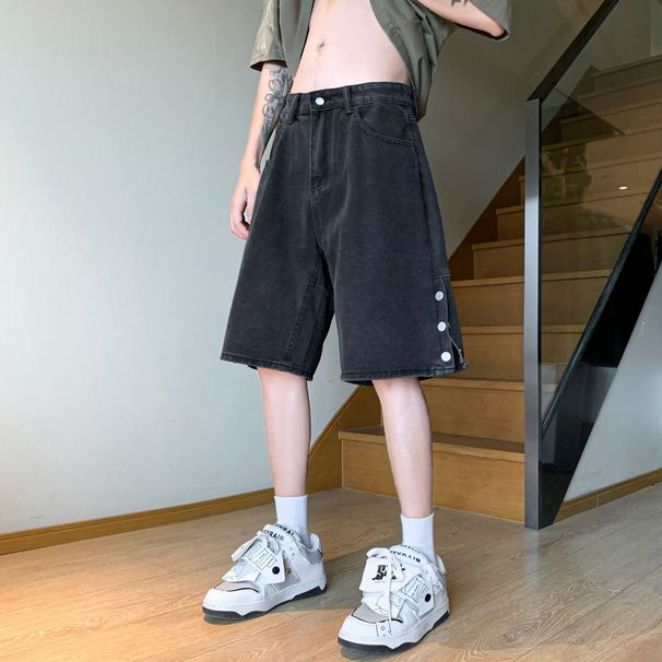 Men's Denim Summer Thin 2021 New Five-Point Brand Ins Korean Style Trendy Mid-Length Shorts_mkmklike.com