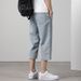 Summer Thin Men's Casual Wide Leg Cropped Denim Shorts Light Blue Loose Fit Youthful Trendy In Stock_mkmklike.com
