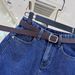 Women's High-Waisted Slimming Denim Shorts Dark Blue 2025 Summer Style Thin Loose Wide Leg A-Line Shorts_mkmklike.com