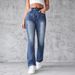 New European And American Embroidered High Waist Washed Fashion Flared Pants Trousers Women's Jeans Women_mkmklike.com