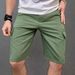 Men's Army Green Denim Shorts Mid-Length Summer Straight Leg Cargo Pants Multi Pocket Trousers in Stock_mkmklike.com