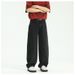 American Curved Knife Jeans Men's Trendy Washed Straight Casual Loose Wide Leg Long Pants Cleanfit_mkmklike.com
