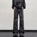 American High Street Tie-dye Splicing Jeans Men's Loose Deconstruction Zipper Ruffian Handsome Niche Micro-pull Thin Casual Pants_mkmklike.com
