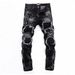 Men's Clothing Men's Black Slim Fit Ripped Jeans Style High Street Patchwork Skinny Trousers For Autumn/Winter_mkmklike.com