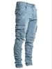 2025 New Jeans For Men With Multiple Pockets, Workpiece Decoration Body, Elastic Side Pocket, Small Foot Pants_mkmklike.com