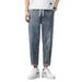 Large Size Men's Clothing Summer New Retro Jeans Men's Loose Plus Size Elastic Thin Drawstring Nine-point Pants Men's Fat_mkmklike.com