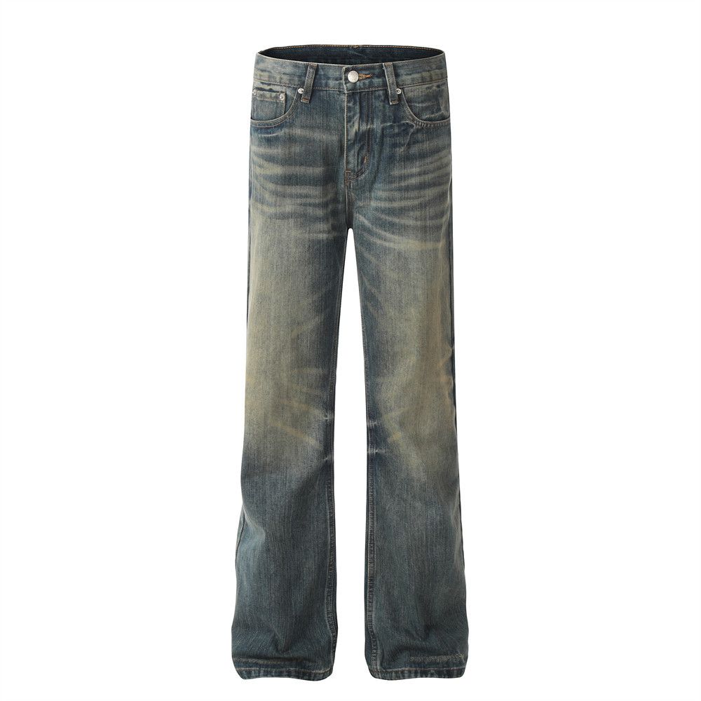 Men's Denim INS American Style Loose Street Fashion Punk Washed Vintage Ripped Casual Wide-Leg Pants_mkmklike.com