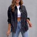 K New Street Trendsetter Frayed Hole-ripped Vintage Collar Denim Jacket For Women_mkmklike.com