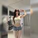 Women's Low Rise Denim Shorts American Style Hot Girl Fashionable Simple Rolled up Casual Tight Hot Pants Versatile Comfortable_mkmklike.com