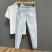 Men's Washed Distressed Cropped Jeans Light Color Versatile Straight Leg Ice Silk Stretch Slim Fit 2025 New Style_mkmklike.com