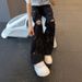 Men's Clothing Streetwear Ripped Distressed Ink Splash Wide Leg Jeans - High Street Loose Fit Straight Long Pants For Casual Streetwear_mkmklike.com