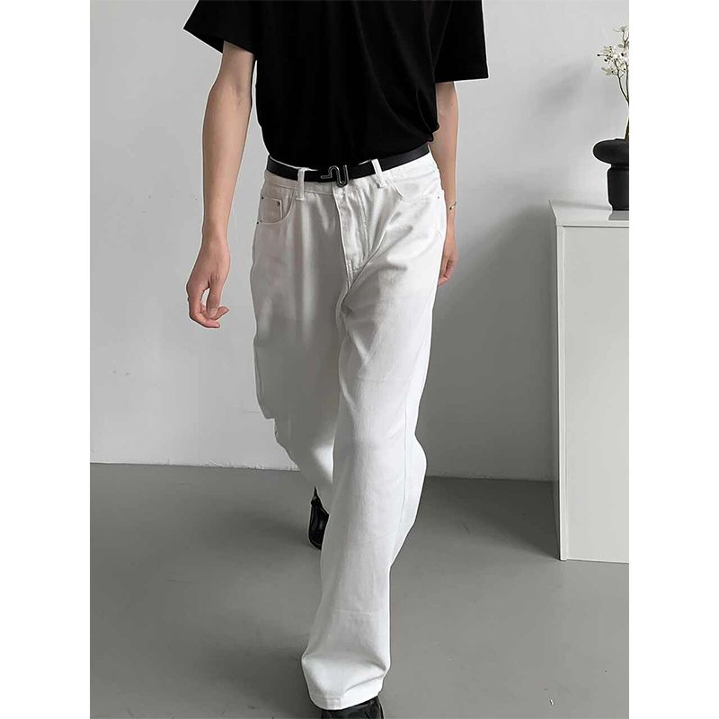 Nordmann White Jeans Men 2025 New Men's Trendy Brand High-End Loose Straight High Street Cool Versatile Casual Pants_mkmklike.com