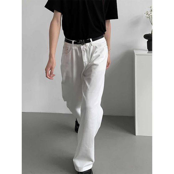 Nordmann White Jeans Men 2025 New Men's Trendy Brand High-End Loose Straight High Street Cool Versatile Casual Pants_mkmklike.com