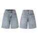 Men's Summer Trendy Loose Jacquard Denim Shorts American Style Washed Retro Distressed Five Point Pants_mkmklike.com