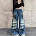 Women's Clothing Deconstructed Washed Workwear Jeans For Women - Oversized Straight Leg Denim Pants With Drop Crotch & Multi-Pockets_mkmklike.com