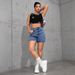 Women's High-Waisted Straight Leg Denim Shorts Casual Spring/Summer New_mkmklike.com