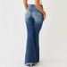 2025 European And American Cross-Border Autumn Winter Women's Ripped Mid-Waist Slim Fit Stretch Retro Flared_mkmklike.com