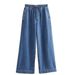 Oversized Denim Shirt & Pants Set – Trendy Long-Sleeve Button-Up Top With Matching Trousers (XS/S/M/L, Washed Polyester, Relaxed Fit)_mkmklike.com